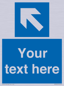 Custom Mandatory directional sign, blue arrow up and left